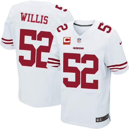 Men's Elite Patrick Willis C Patch Nike Jersey White Road - #52 NFL San Francisco 49ers